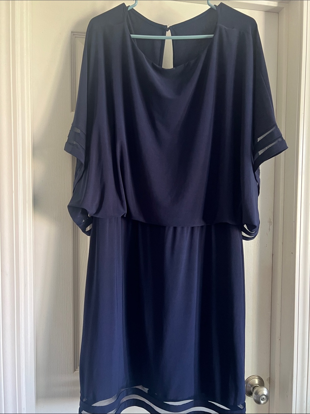 Jessica Howard Navy Blouson Midi Dress